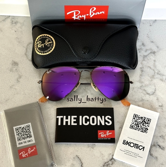 Ray-Ban (Store Display) Aviator Reflective Purple Lenses RB3025 Mirror - Picture 3 of 17